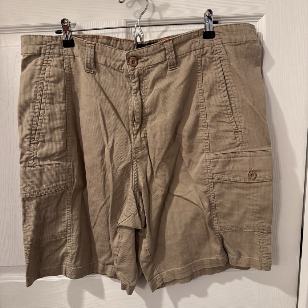 Nat Nast Performance Golf‎ Cargo Shorts Mens 42 Tan Stretch Zip Pockets Textured